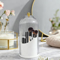 Toothbrush Holder with Cover, 360 Rotating Dust-proof Toothbrush Holder 3 Slots Rotating Makeup Brush Holder for Vanity Bathroom Countertop Organizer (Transparent)