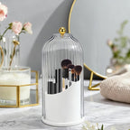 Toothbrush Holder with Cover, 360 Rotating Dust-proof Toothbrush Holder 3 Slots Rotating Makeup Brush Holder for Vanity Bathroom Countertop Organizer (Transparent)
