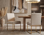 CIMOTA Modern Dining Chairs Set of 2, Upholstered Dining Room Chairs Armless Guest Side Chair with Gold Base for Dining Room/Kitchen, Beige, 2PCS