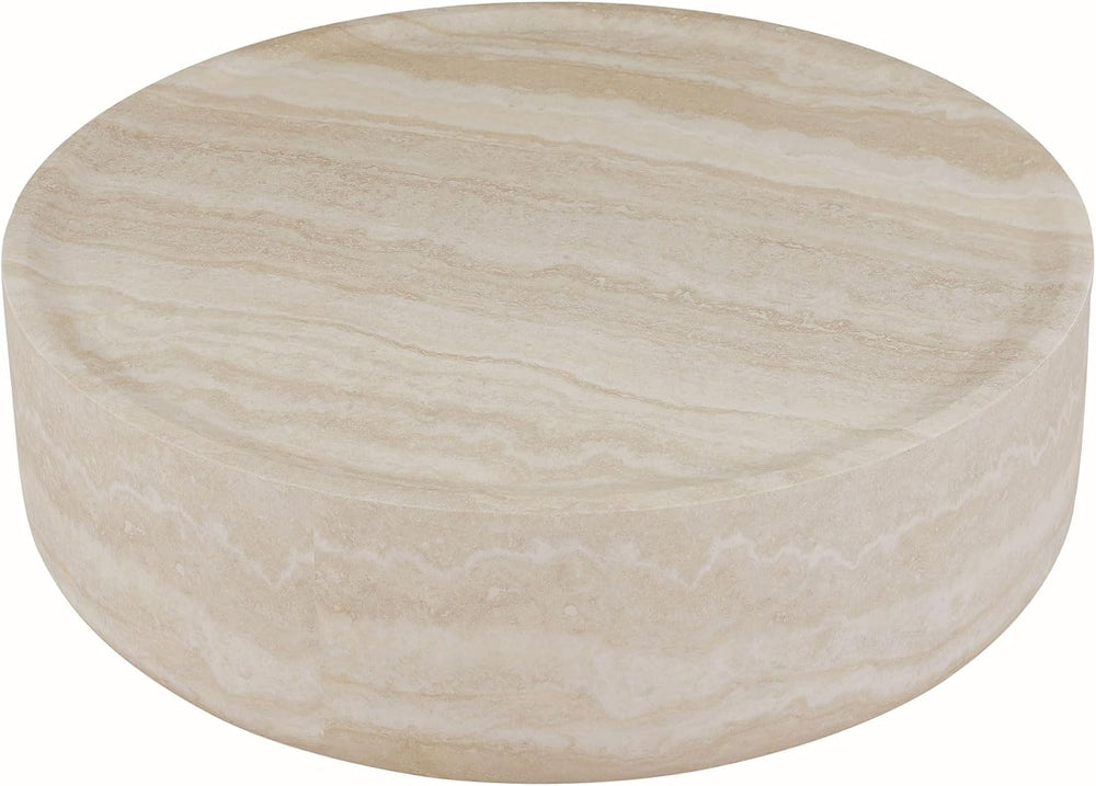 Round Coffee Table Set of 2,Marble Grain Coffee Table Set with Side Table,Cir...