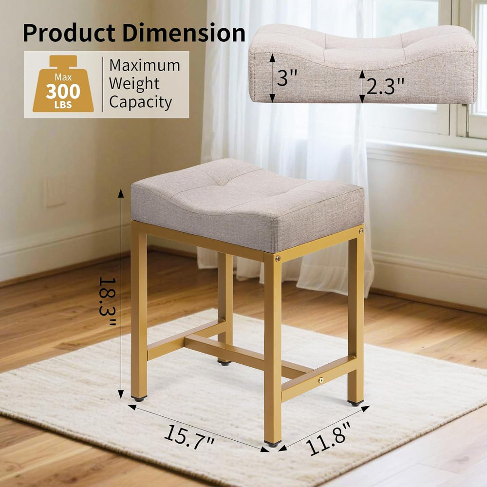Saddle Seat Vanity Stool, Makeup Stool Chair with Metal Leg, U-Shaped Ottoman...