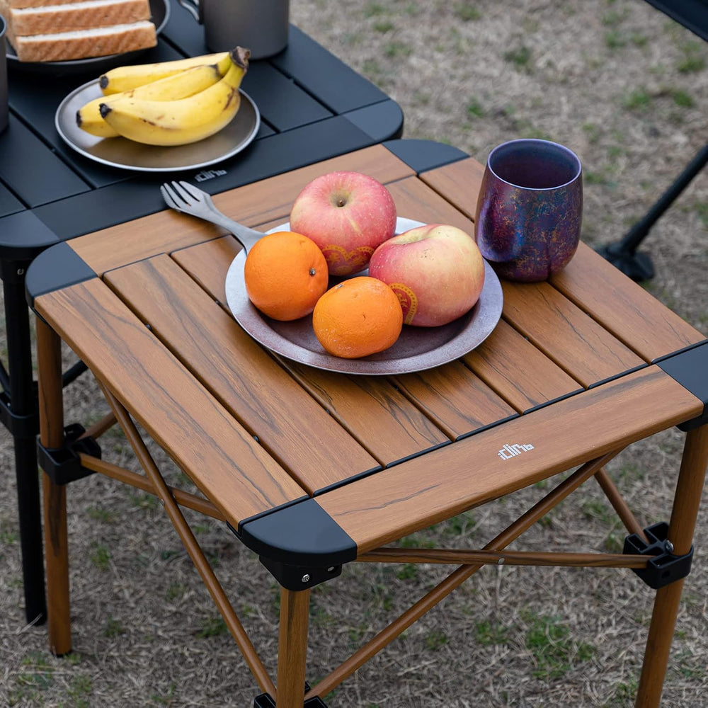 iClimb Lightweight Stable Alu. Folding Square Table Roll Up Top (Nature, S)