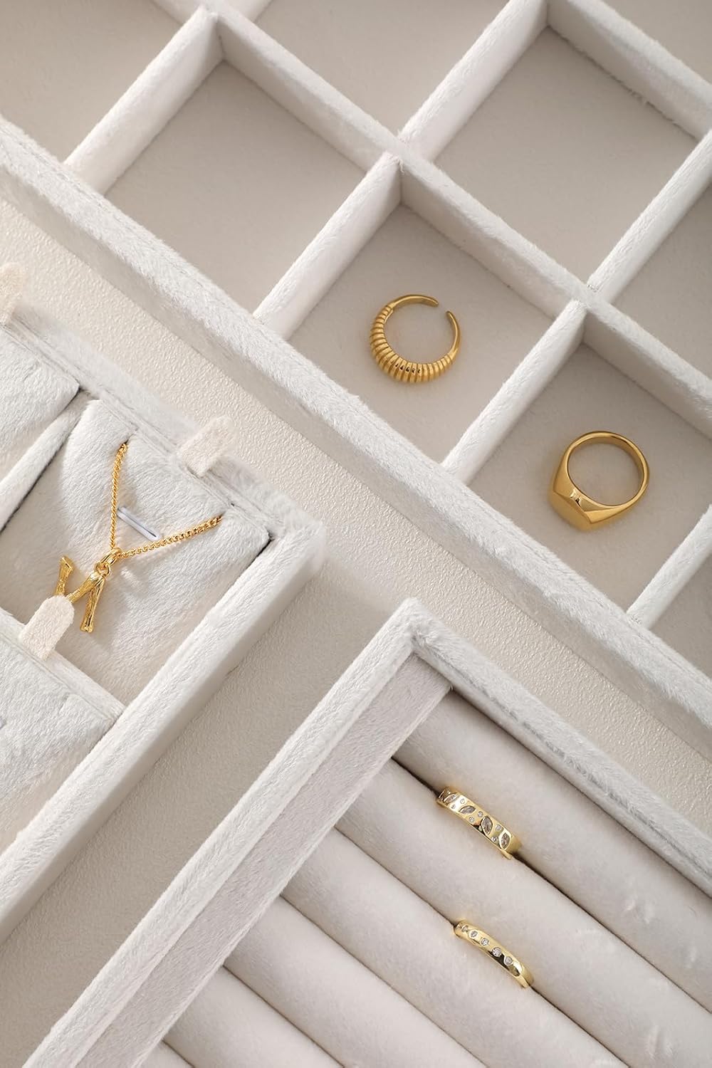 Jewelry Organizers And Storage, Velvet Jewelry Trays,Premium Flat Watch Tray,Luxury Jewelry Display For Vendors,White Necklace Display For Selling