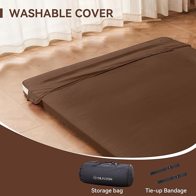 Dr.Futon Japanese Floor Futon Mattress Extra Thick Folding Roll Up Bed Topper...