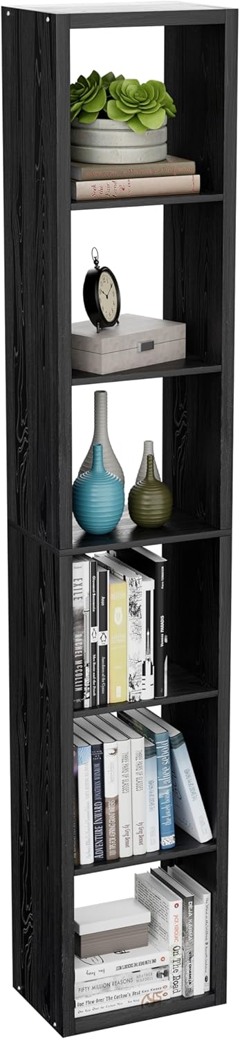 Tall Cube Storage Organizer Bookcase, 6 Tier 11 inch Open Back Cubical Shelf ...