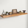 RICHFOCUS Live Edge Elm Floating Shelves - 48" W x 9.3" D Rustic Solid Wood Wall Shelves with Invisible Bracket, Wall-Mounted for Living Room, Bedroom, Kitchen Storage & Display, Set of 1, Natural