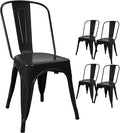 Devoko Metal Dining Chair Set of 4, 18 Inch Seat Height Chair, Stackable Classic Trattoria Metal Chairs 300 Weight Capacity for Indoor Outdoor Home Kitchen Patio Cafe Restaurant Use