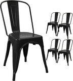 Devoko Metal Dining Chair Set of 4, 18 Inch Seat Height Chair, Stackable Classic Trattoria Metal Chairs 300 Weight Capacity for Indoor Outdoor Home Kitchen Patio Cafe Restaurant Use