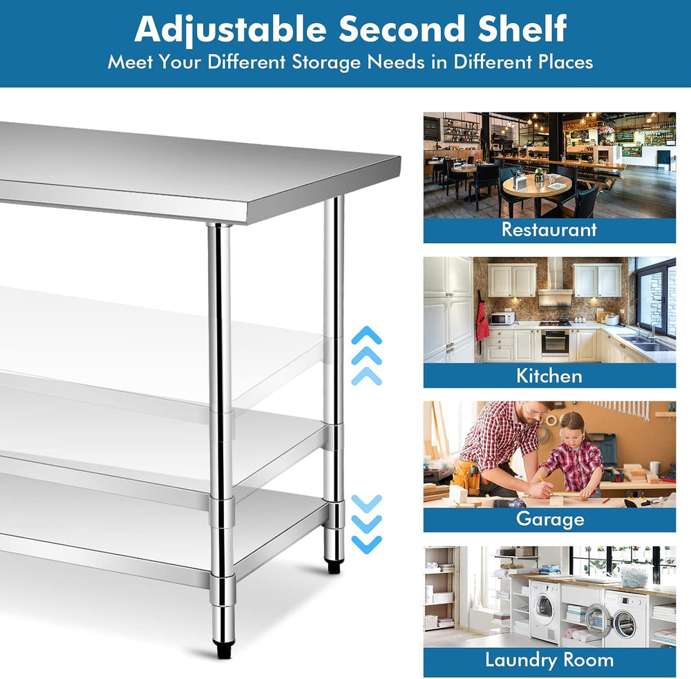 Giantex 48 x 30 Inches Stainless Steel Work Table, Heavy Duty Commercial Kitc...