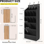Mefirt Over the Door Shoe Rack for Closet Fit 18+ Pairs, Door Shoe Organizer with Large Breathable Pockets, Hanging Shoes Rack Fit Boots, Behind the Door Shoe Holder for Categorized Storage, Black