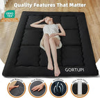 Japanese Floor Mattress,Futon Mattress 3" Black Thicken 100% High Density Comfortable Foam,Foldable Tatami Mat Sleeping Pad,Portable Floor Mattress Sleeping Pad for Adults,Twin Size 39"x 80"