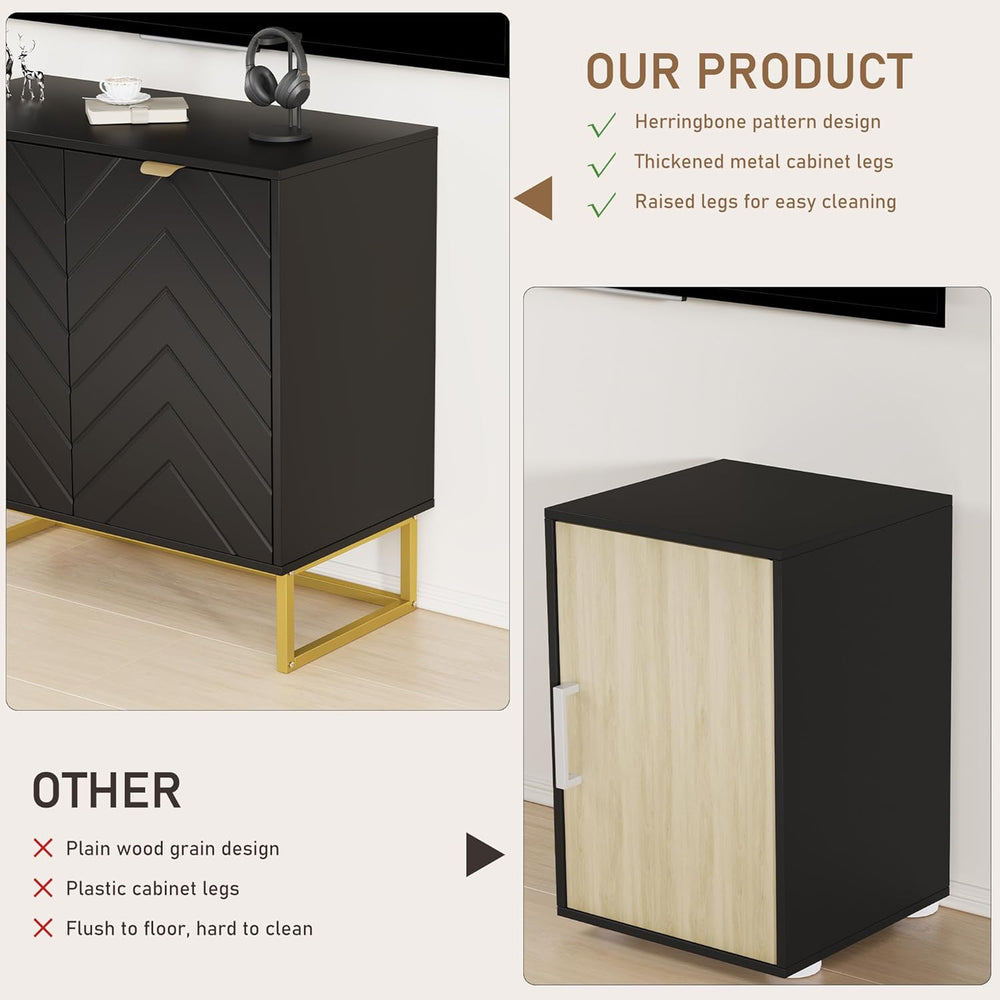 Garvee 31.5 in Modern Sideboard Buffet Cabinet with Storage, Wood Accent Stor...