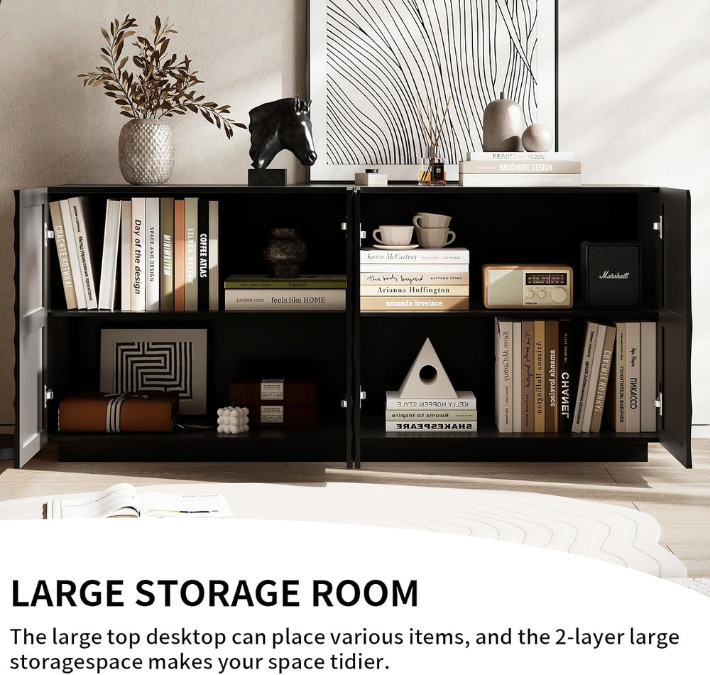 LKTART 59" Sideboard Buffet Cabinet with Storage, 4 Doors Modern Accent ...