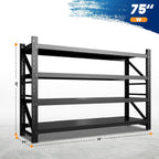 MIIIKO 75" W Storage Shelves,8000LBS Metal Garage Storage Shelving,Heavy Duty Adjustable Unit Storage Shelves for Warehouse,Basement,75" W x 24" D x 70" H,Black