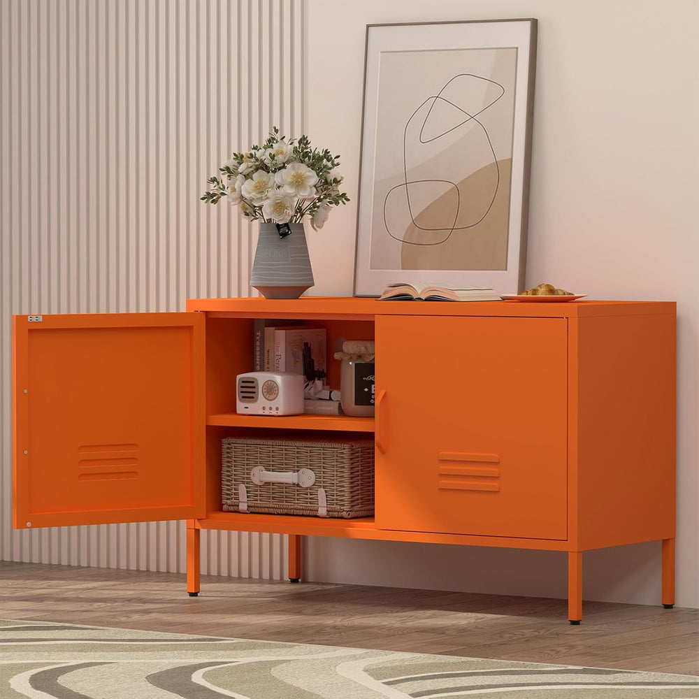 IRONFFICE Locker Cabinet,Metal Storage Cabinet with 2 Doors,Morden TV Stand f...