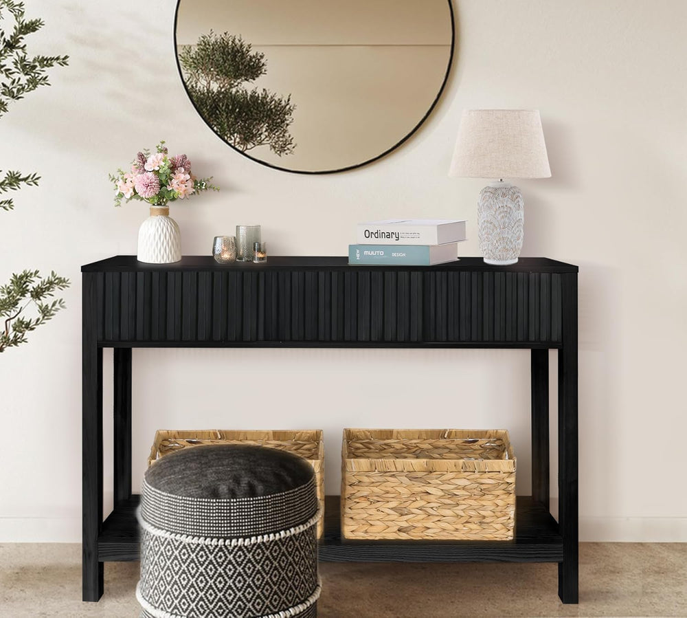 Fluted Console Table, Long Console Tables for Entryway 48" Vanity Desk, ...
