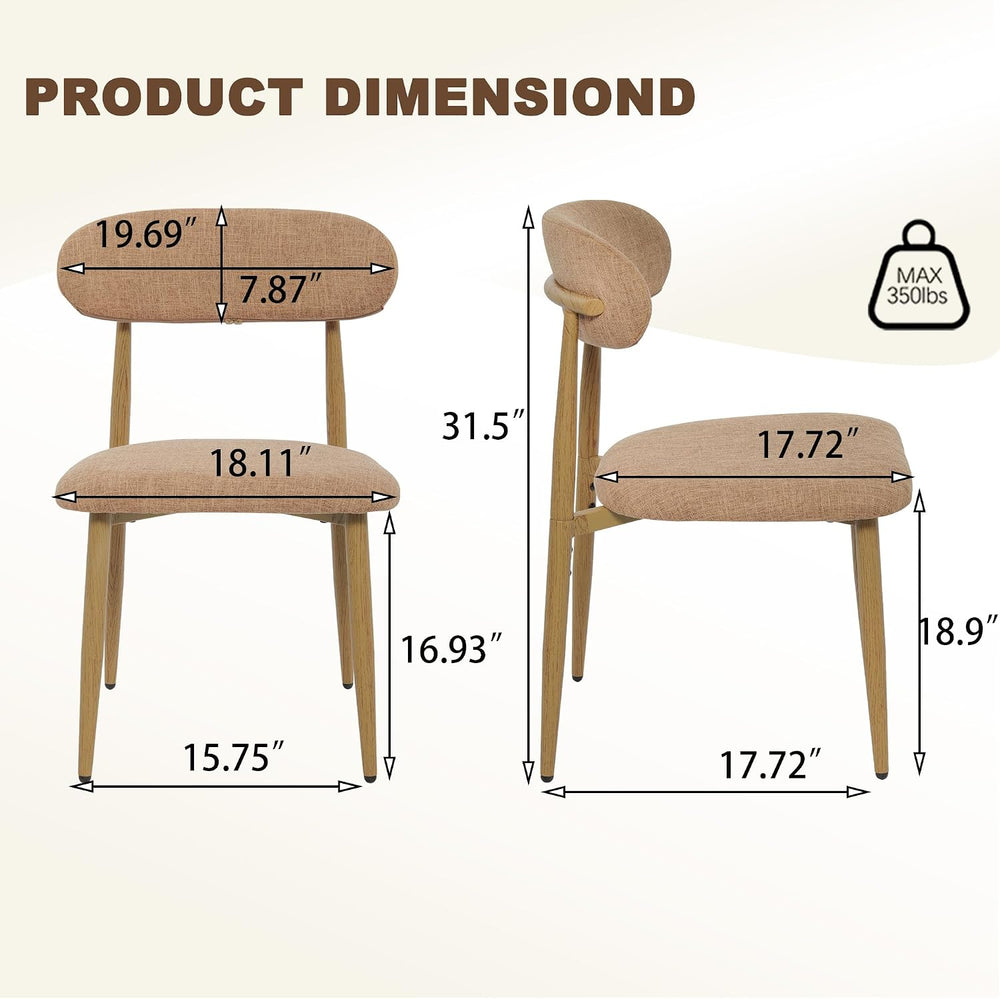 FREKEN Modern Upholstered Dining Chairs Set of 4, Mid-Century Metal Frame wit...