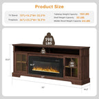 70" TV Stand with Electric Fireplace, Modern Entertainment Center for TVs Up to 80 Inches, Farmhouse Media Console with Storage Cabinets & Doors for Living Room, Brown and Black