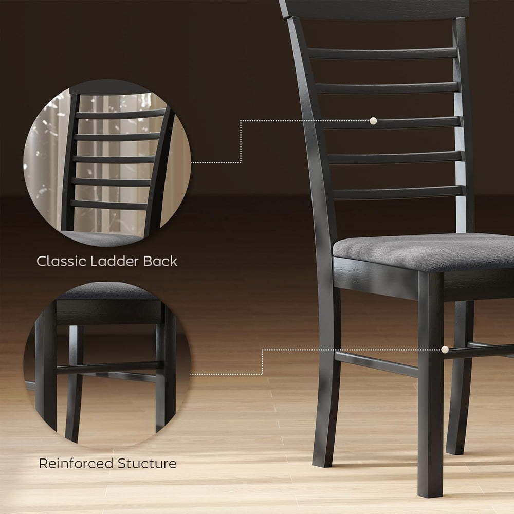HOMCOM Wooden Dining Chairs Set of 2, Farmhouse Upholstered Kitchen Chairs wi...
