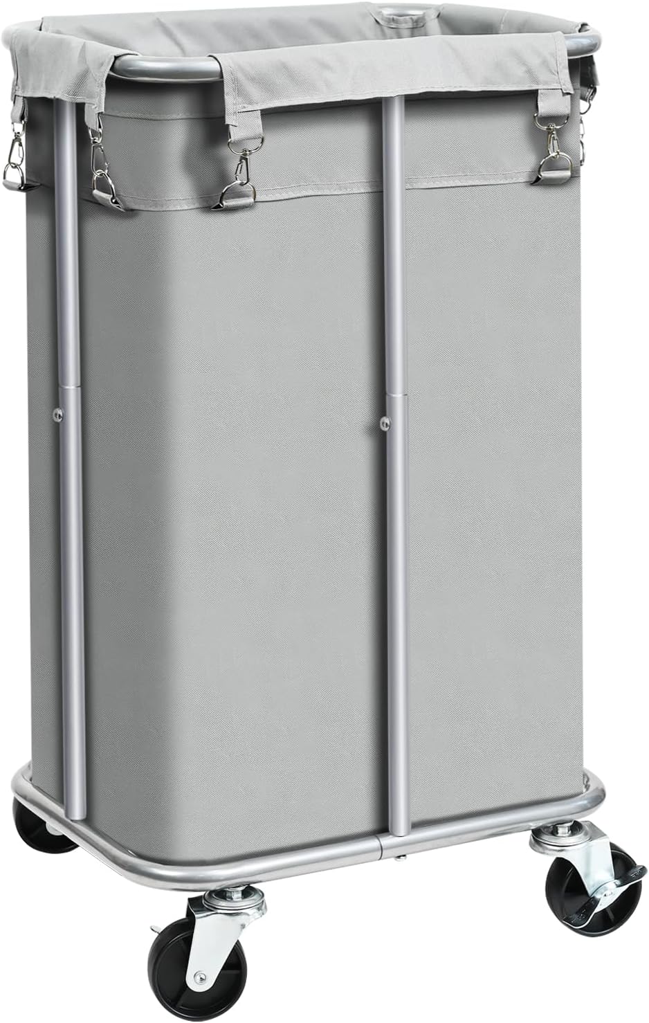 Laundry Basket with Wheels, Rolling Laundry Hamper with Removable Bag, 100L Laundry Sorter Cart, Tall Narrow Slim Clothes Hamper Organizer with Sturdy Metal Frame, Grey