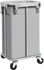 Laundry Basket with Wheels, Rolling Laundry Hamper with Removable Bag, 100L Laundry Sorter Cart, Tall Narrow Slim Clothes Hamper Organizer with Sturdy Metal Frame, Grey