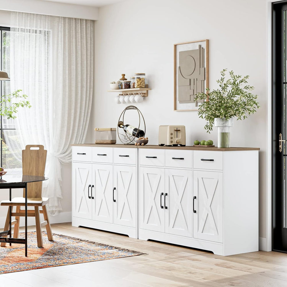 HOSTACK Kitchen Buffet Cabinet with Storage, Sideboard Coffee Bar, White | Fa...