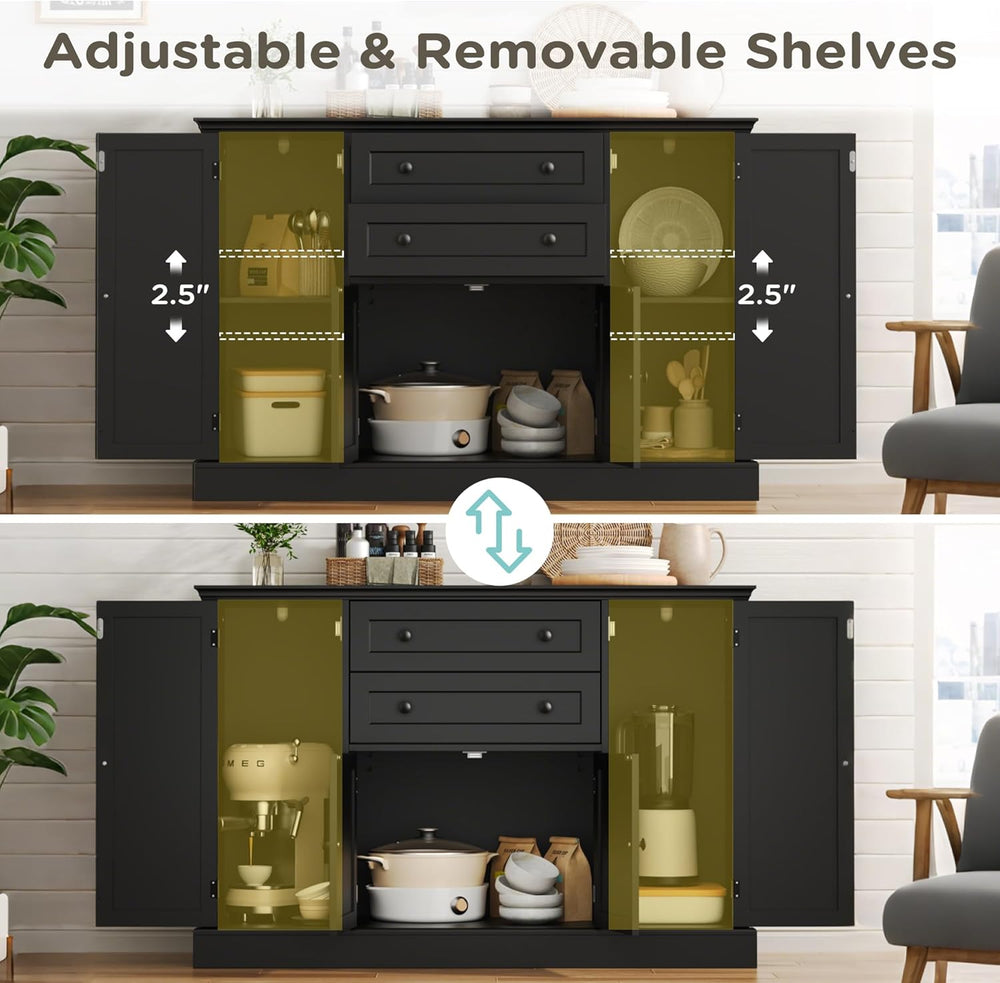 Farmhouse 47" Buffet Cabinet with Storage,Large Sideboard Buffet with Dr...
