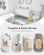 IMAVO Bathroom Accessories Set,Yellow Bathroom Set,9 Pieces Bathroom Accessory Set,Tray,Qtip Holders,Toilet Brush,Trash Can for Bathroom Décor and Home Gifts