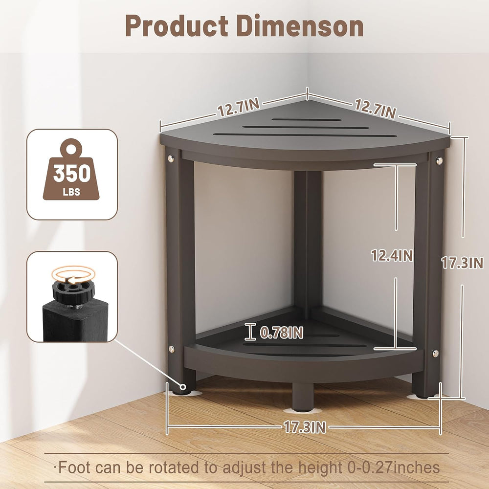 Shower Stool for Inside Shower Corner Shower bench with Storage Shelf Grey