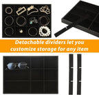 STARVAST 3 Pcs Stackable Velvet Jewelry Organizer Trays, 12 Grids Jewelry Organizers and Display Case Storage for Earrings Bracelets Necklace Rings, Jewelry Trays Drawer Insert