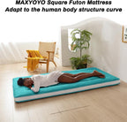 MAXYOYO Twin Bed Mattress Japanese Floor Futon Mattress, Twin Tatami Pad Camping Floor Bed Topper, Easy to Foldable and Portable, Turquoise Futon Single Mat
