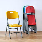 Folding Chairs, Heavy Duty Foldable Chair Portable HDPE Plastic Seat with Steel Frame for Indoor Outdoor(Green)