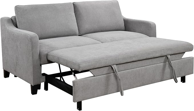 ERYE Modern 3-in-1 Sofa Loveseat Convertible Sleeper Sofabed, Queen Size Upholstered Love Seat Sofa Soft Cushion Daybed with Pull Out Sleeper Couch Bed for Living Room Home Apartment RV
