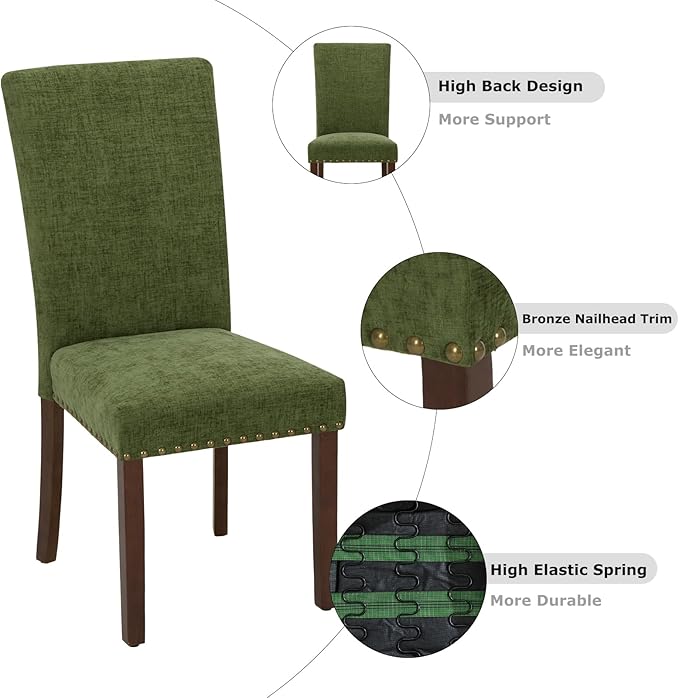 COLAMY Upholstered Parsons Dining Chairs Set of 4, Fabric Dining Room Kitchen...
