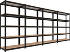 HOMEDANT House Black 5-Tier Laminated Metal Shelving Unit Adjustable Storage Utility Rack Heavy Duty Shelves Organization Shelf Kitchen Garage Pantry Closet 4Pack