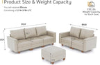 SITJOY Faux Leather Modular Sectional Sofa with Storage, Mid Century Modern Sectional Couches for Living Room, Soft Padded Armrests, 6 Seat Couch and Loveseat Sets with Ottoman, Greige