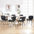 Dining Chairs Set of 6, Comfy Modern Dining Chairs with Thick Cushions, Upholstered Fabric Kitchen Side Chairs with Adjustable Metal Legs for Dining Room (Black)
