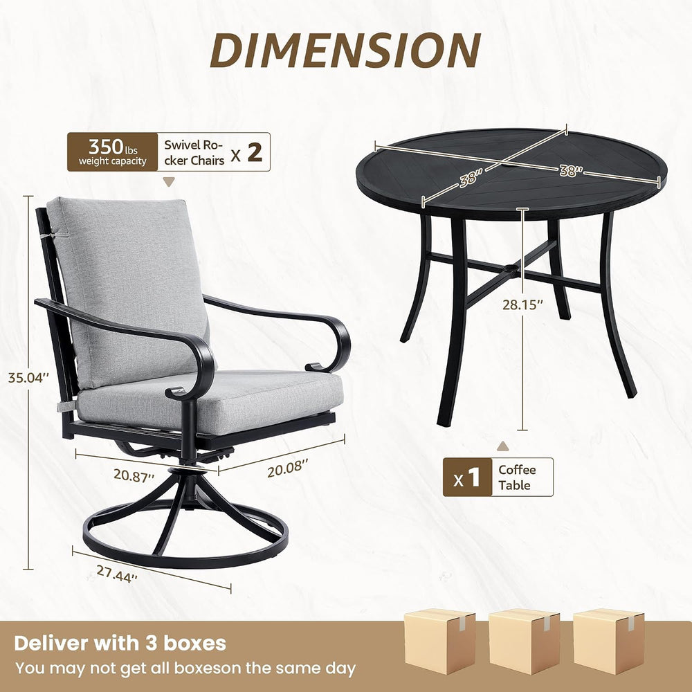NATURAL EXPRESSIONS 5-Piece Patio Dining Set, Outdoor Swivel Rocking Chairs