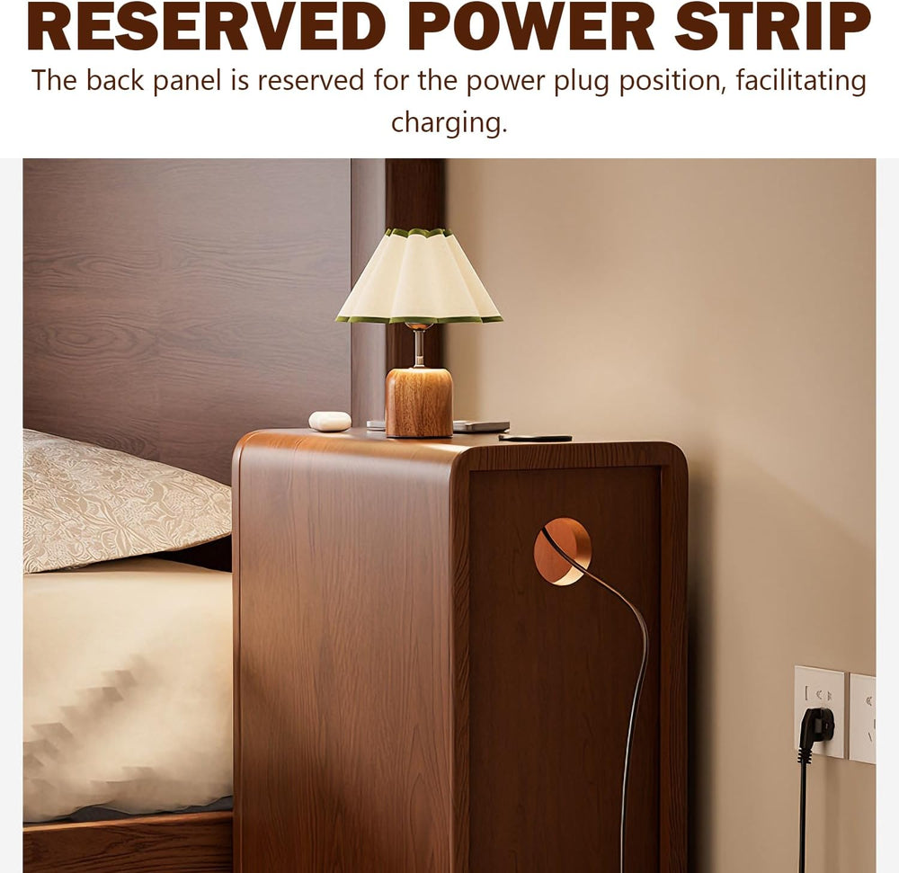 YUNMUARY-Narrow Nightstand,Walnut Nightstands,Mid Century Side Table,7.87 Inc...