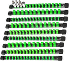 AMM 9-Piece Socket Organizer, 1/2 inch, 3/8 inch and 1/4 inch Drive ABS Tools-Green Socket Holder,Heavy Duty Socket Racks, Premium Quality Socket Clip Rail Holder,The Best Tool Trays in The Garage