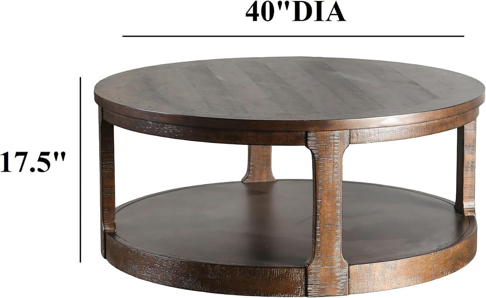 Espresso Coffee and End Table Set with Lower Shelves, 2-Piece | Espresso Coff...