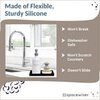 Countertop and Vanity Tray – Small 7.7” Silicone Tray, Soap Dispenser Trays, Bathroom Trays, Kitchen Soap Holder Sink Organizer Counter Caddy for Soaps Bottle Keys, Sponge Holder Dish Black