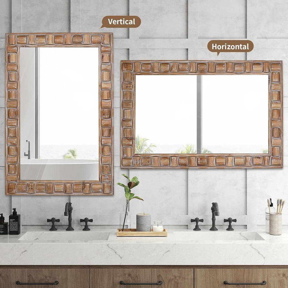 36x24 Inch Rustic Rectangle Wall Mirror