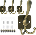 VIS'V 3 Prong Coat Hooks Wall Mount, Metal Self Adhesive Entryway Wall Hooks, 2 Mount Options, Bronze, 4 Pcs