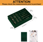 ProCase Stackable Jewelry Organizer Trays for Drawers, Jewelry Drawer Inserts Container Display Case Storage for Earring Necklace Rings Bracelet with Removable Dividers -Green, 2 Layers