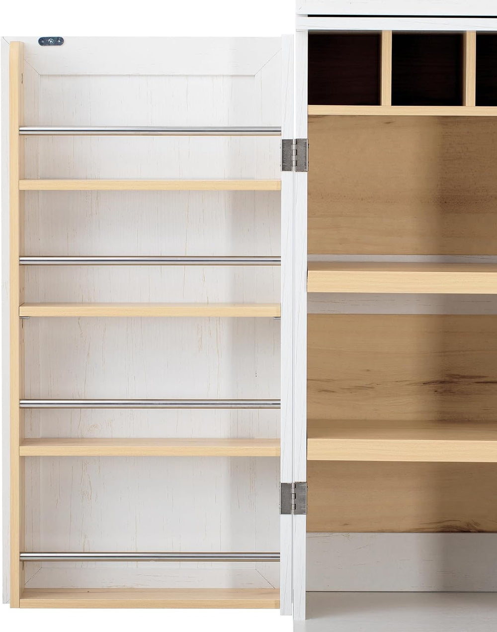 78.2" Tall Farmhouse Kitchen Pantry with 6 Doors and 8 Racks, Versatile ...