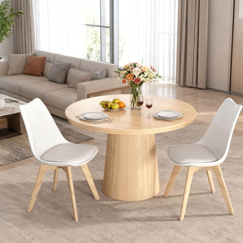 Dining Chairs Set of 4, Modern Leather Kitchen Chairs with Wood Legs | White ...
