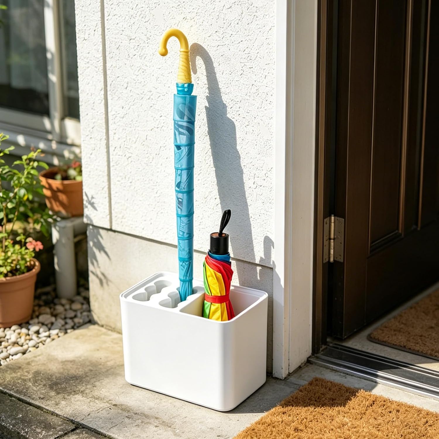 Umbrella Stand Rack Umbrella Holder with Drip Tray for Entryway Corner Home Office Decor Space Saving Organizer Stored 10 Umbrellas, White