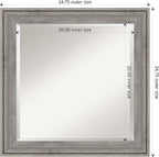 Amanti Art Grey Wall Mirror 25x25 Regis Barnwood Grey Square Bathroom Mirror for Wall Decor Living Room, Medium Rustic Farmhouse Wood Frame, Hangs Horizonally and Vertically, Bathroom Decor, Beveled