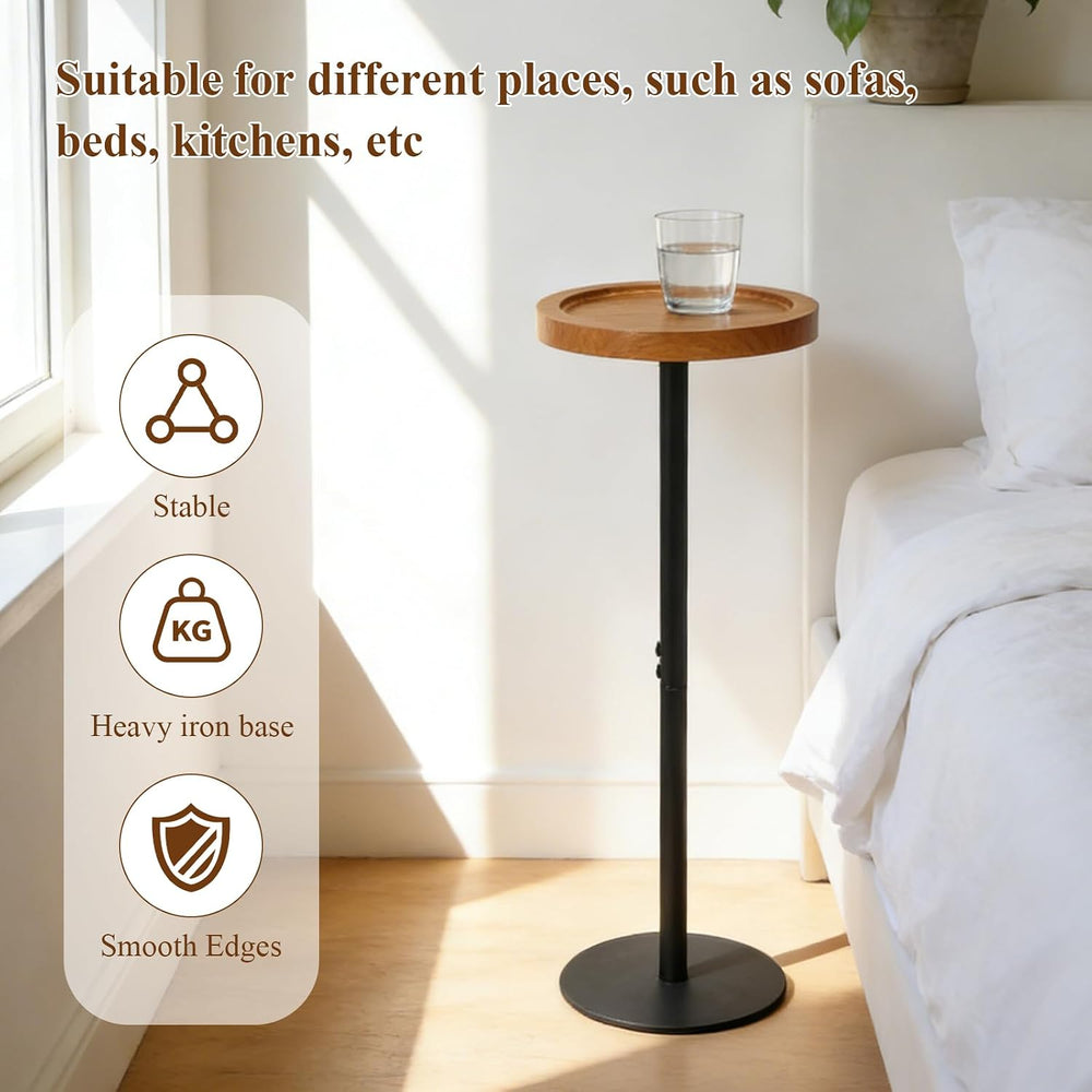 YYW Drink Table, 7.87" Small Round Side Table, Pedestal Side Table, Circ...
